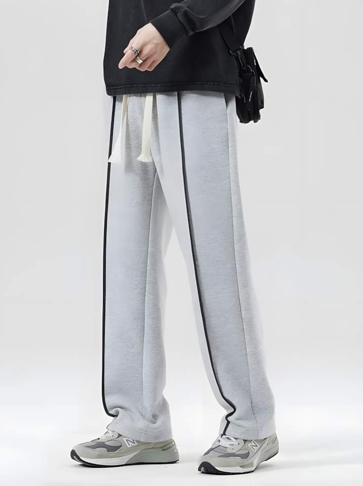 Men's Trouser Ash Color Black Piping