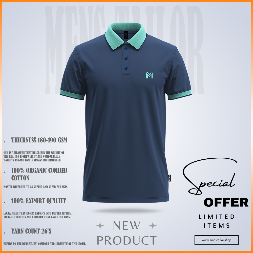 Premium Single Jersey Polo Shirt ps blue