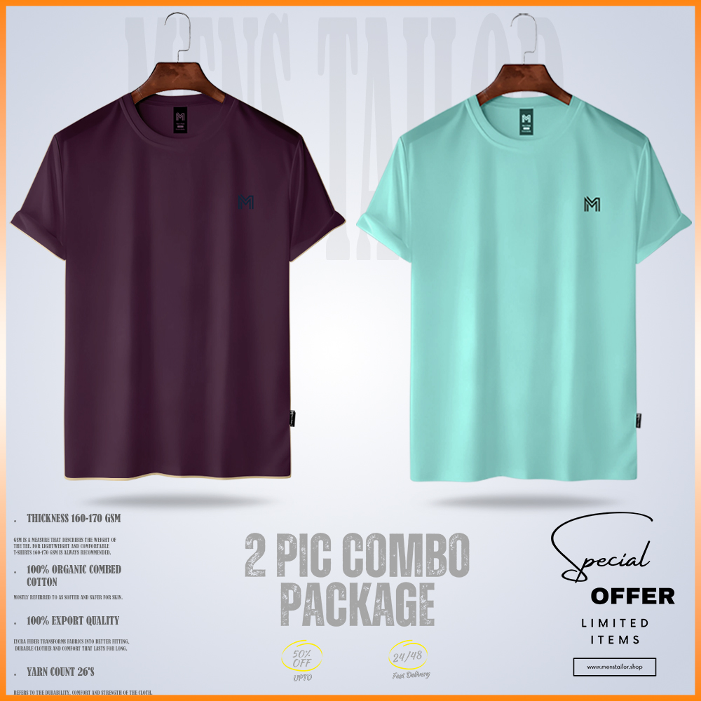 Super Comfort Premium T-Shirt Two Piece Combo One oc light green-oc maroon
