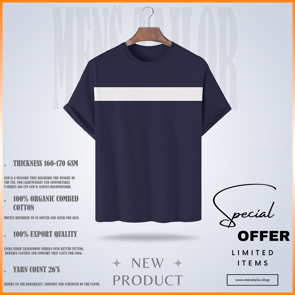 Soft Comfort Drop Shoulder Premium T-Shirt-1 pic single package-cc navy
