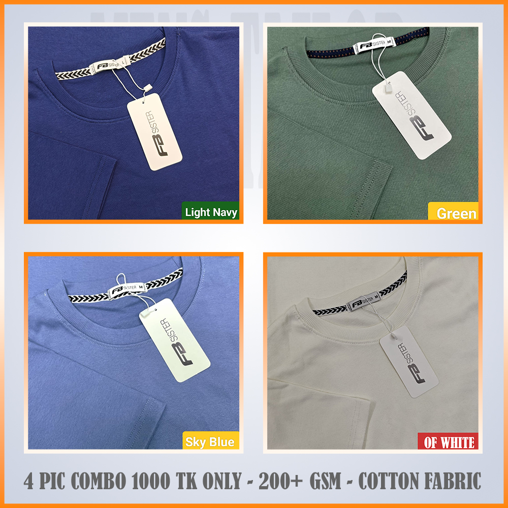 Super Comfort and Export Quality Rib Premium T-Shirt- one color  -rib sky blue-light navy-green-of white