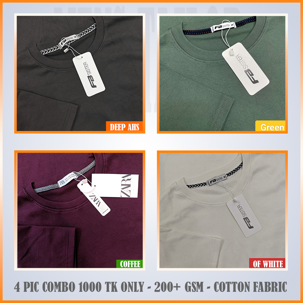 Super Comfort and Export Quality Rib Premium T-Shirt- one color  -rib deep ash-coffee-green-of white