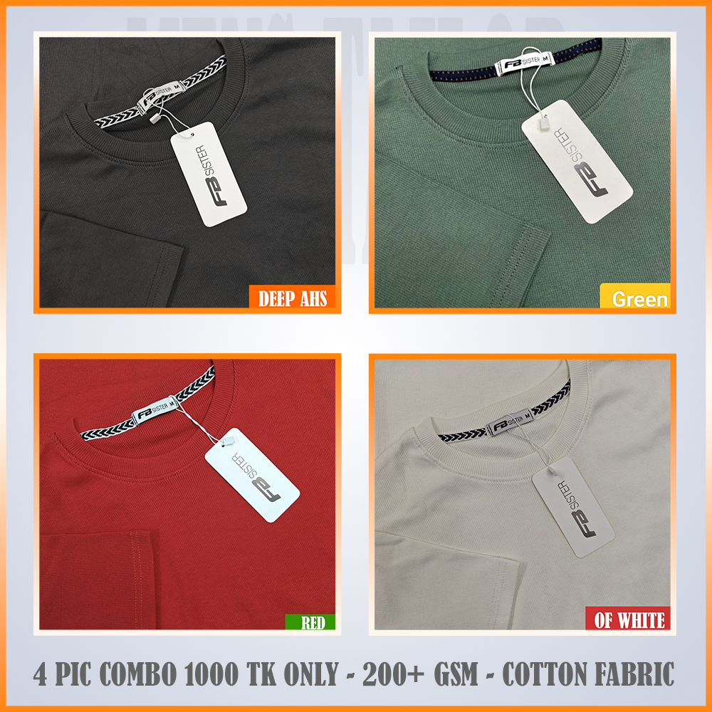 Super Comfort and Export Quality Rib Premium T-Shirt- one color  -rib deep ash-green-red-of white